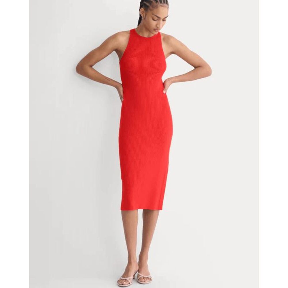 Everlane Red Ribbed Midi Dress